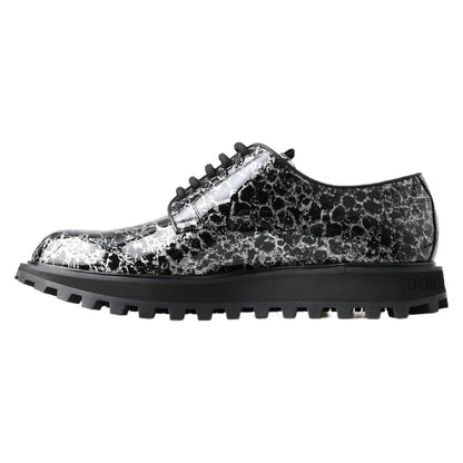 Dolce & Gabbana Black White Derby Patent Leather Shoes Dolce & Gabbana