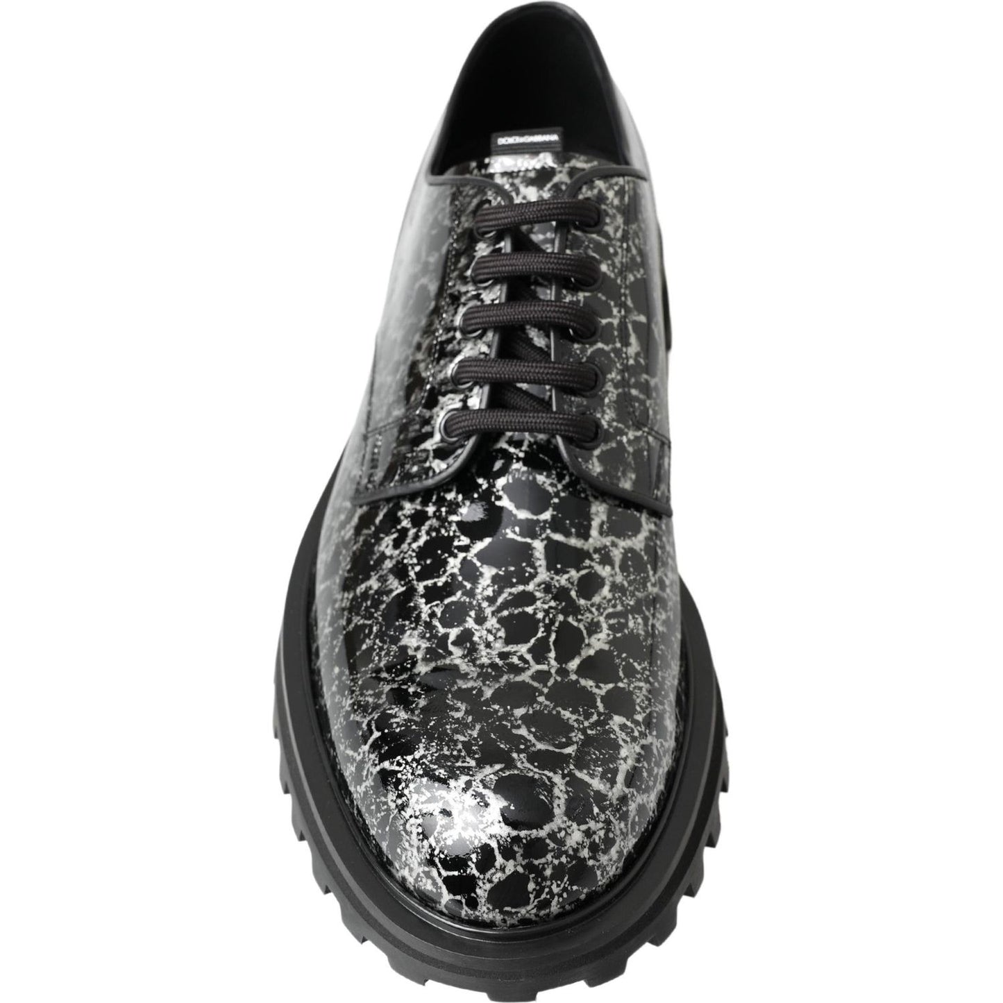 Dolce & Gabbana Black White Derby Patent Leather Shoes Dolce & Gabbana