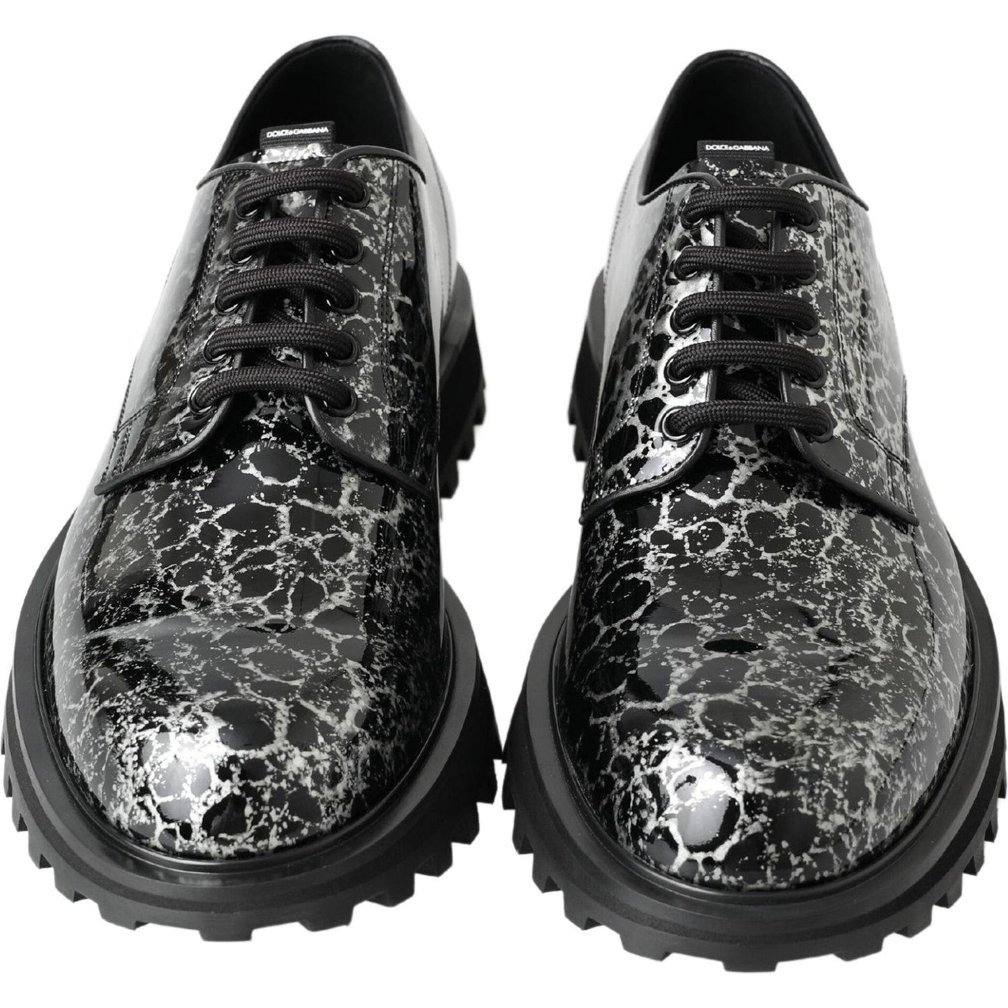 Dolce & Gabbana Black White Derby Patent Leather Shoes Dolce & Gabbana