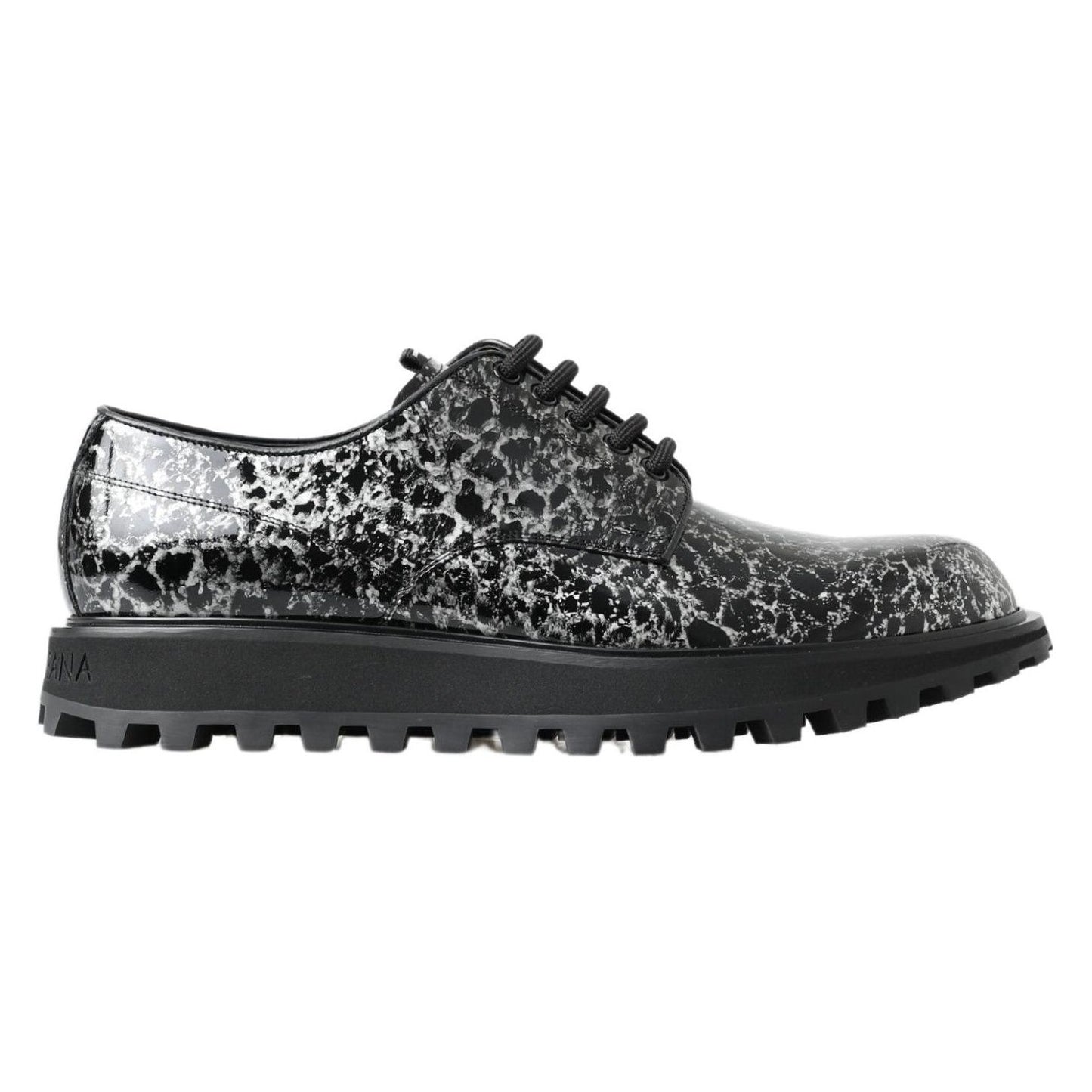 Dolce & Gabbana Black White Derby Patent Leather Shoes Dolce & Gabbana