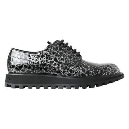 Dolce & Gabbana Black White Derby Patent Leather Shoes Dolce & Gabbana