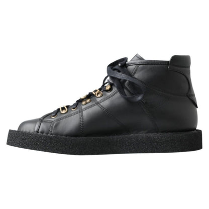 Dolce & Gabbana Black Leather Slip on Stretch Boots Dolce & Gabbana