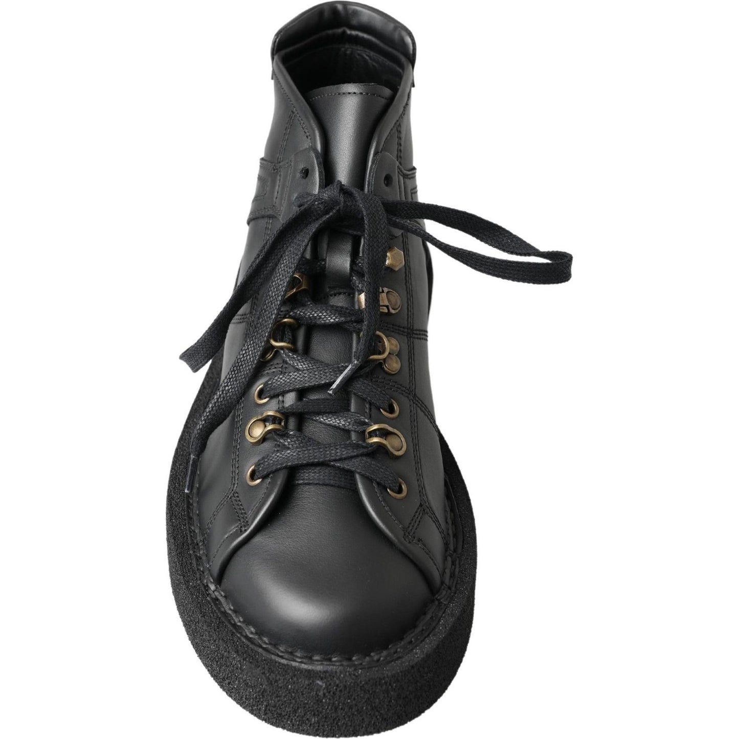 Dolce & Gabbana Black Leather Slip on Stretch Boots Dolce & Gabbana