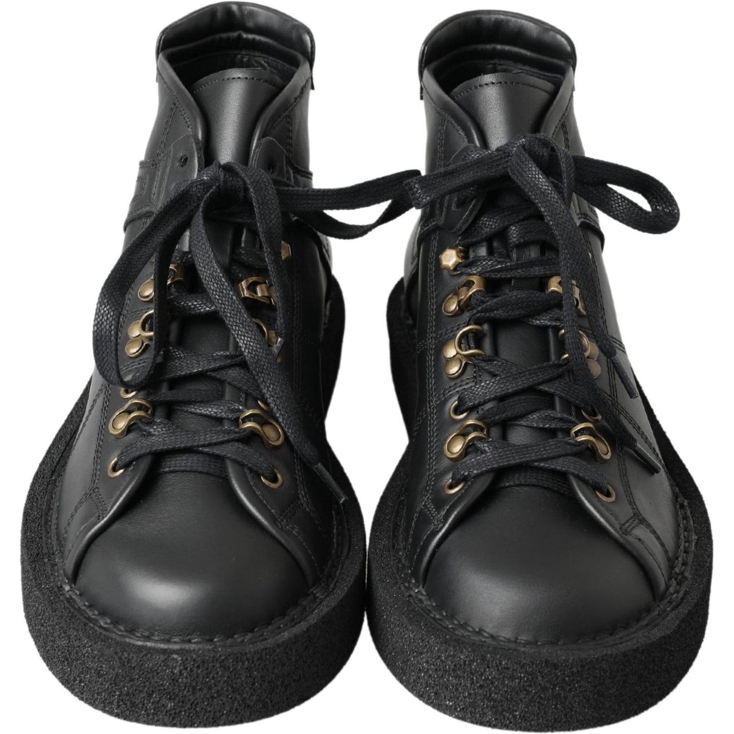 Dolce & Gabbana Black Leather Slip on Stretch Boots Dolce & Gabbana