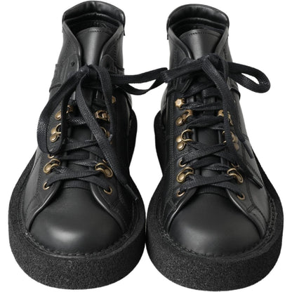 Dolce & Gabbana Black Leather Slip on Stretch Boots Dolce & Gabbana