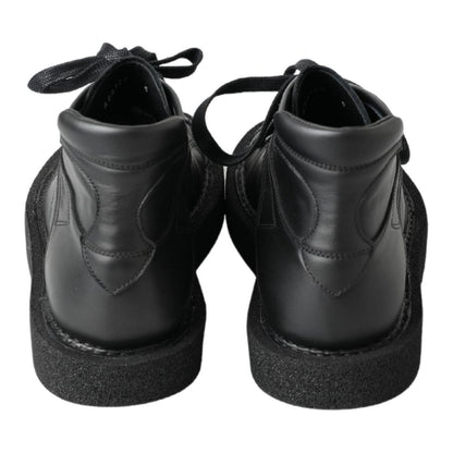 Dolce & Gabbana Black Leather Slip on Stretch Boots Dolce & Gabbana