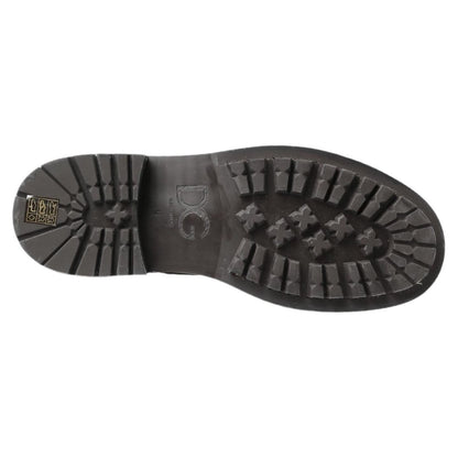 Dolce & Gabbana Black Gray Leather Mid Calf Boots Shoes Dolce & Gabbana