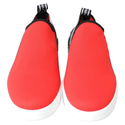 Dolce & Gabbana Red White Flat Sneakers Loafers Shoes Dolce & Gabbana