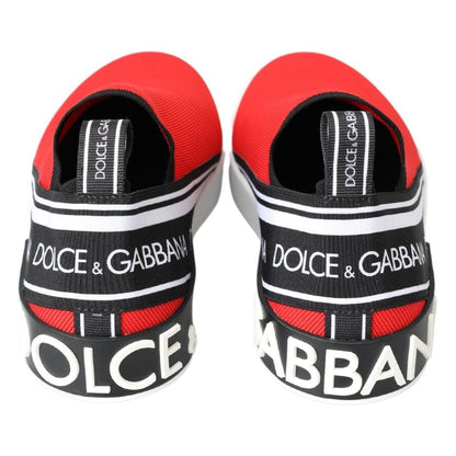 Dolce & Gabbana Red White Flat Sneakers Loafers Shoes Dolce & Gabbana