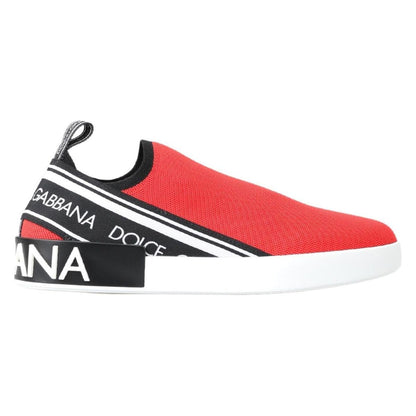 Dolce & Gabbana Red White Flat Sneakers Loafers Shoes Dolce & Gabbana