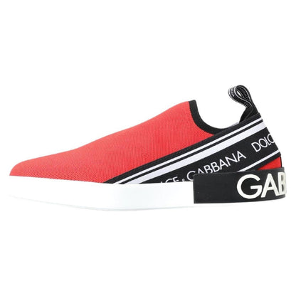 Dolce & Gabbana Red White Flat Sneakers Loafers Shoes Dolce & Gabbana