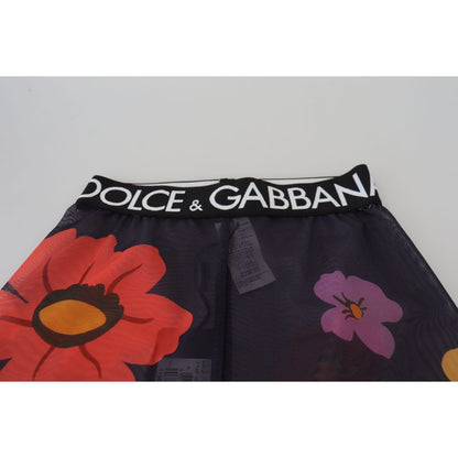 Dolce & Gabbana Black Floral Leggings Stretch Waist Pants Dolce & Gabbana