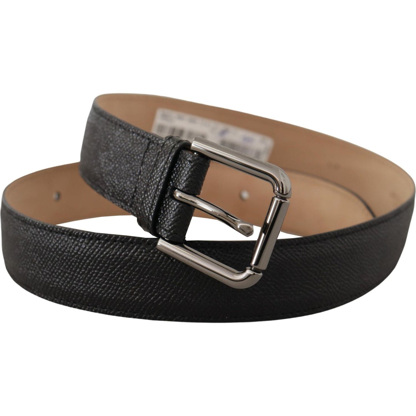Dolce & Gabbana Black Calf Leather Brown Backend Belt Dolce & Gabbana