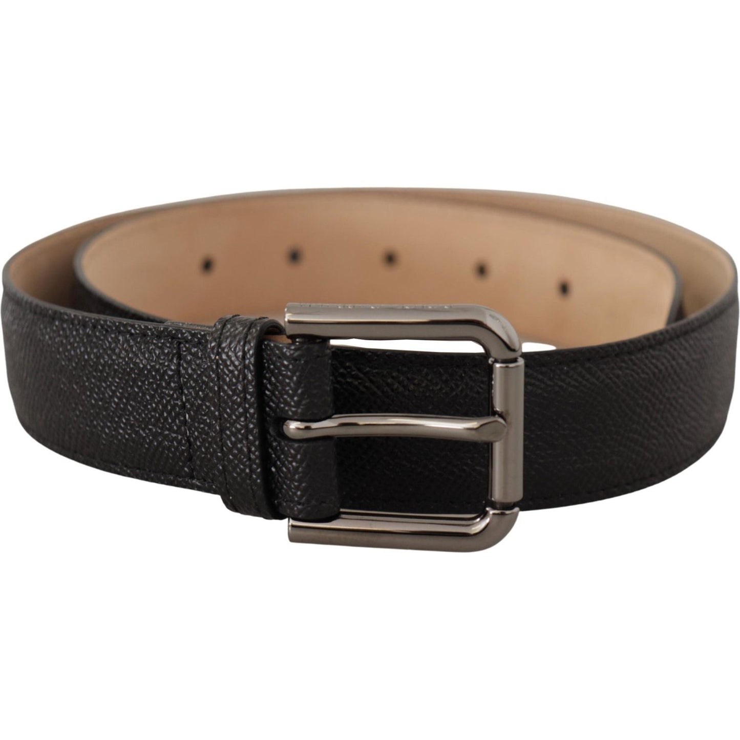Dolce & Gabbana Black Calf Leather Brown Backend Belt Dolce & Gabbana