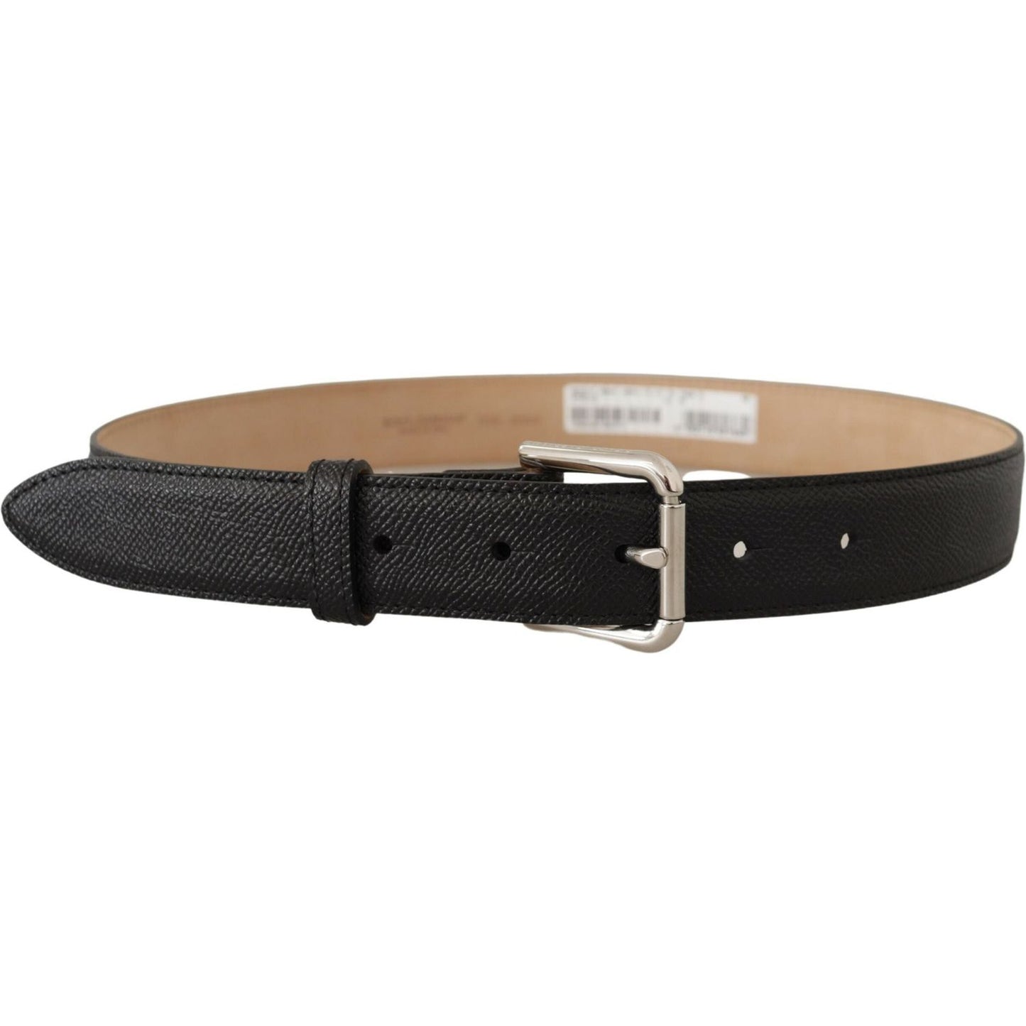Dolce & Gabbana Black Calf Leather Brown Backend Metal Buckle Belt Dolce & Gabbana