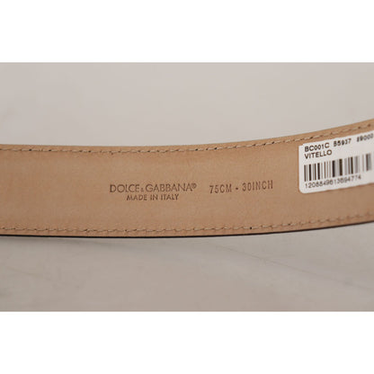 Dolce & Gabbana Black Calf Leather Brown Backend Metal Buckle Belt Dolce & Gabbana
