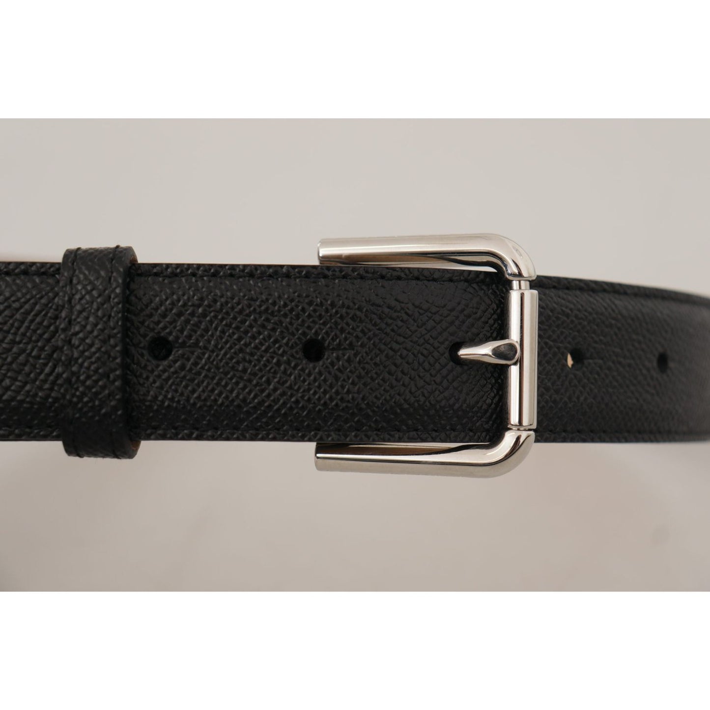 Dolce & Gabbana Black Calf Leather Brown Backend Metal Buckle Belt Dolce & Gabbana
