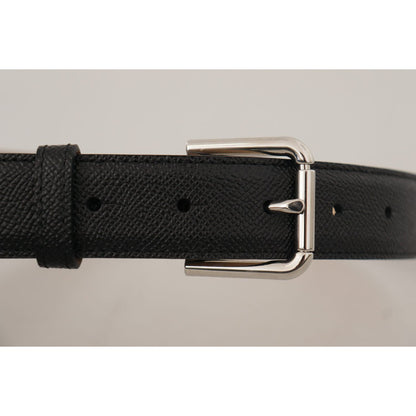 Dolce & Gabbana Black Calf Leather Brown Backend Metal Buckle Belt Dolce & Gabbana