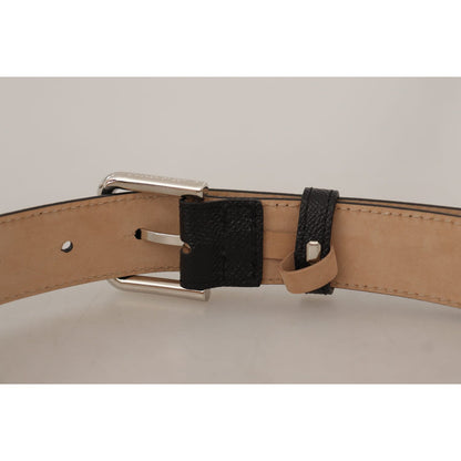 Dolce & Gabbana Black Calf Leather Brown Backend Metal Buckle Belt Dolce & Gabbana