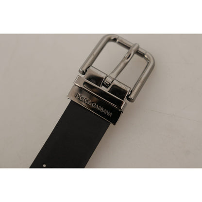 Dolce & Gabbana Black Calf Leather Perforated Metal Buckle Belt Dolce & Gabbana