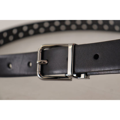Dolce & Gabbana Black Calf Leather Perforated Metal Buckle Belt Dolce & Gabbana