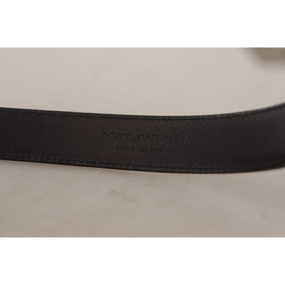Dolce & Gabbana Black Calf Leather Logo Engraved Metal Buckle Belt Dolce & Gabbana