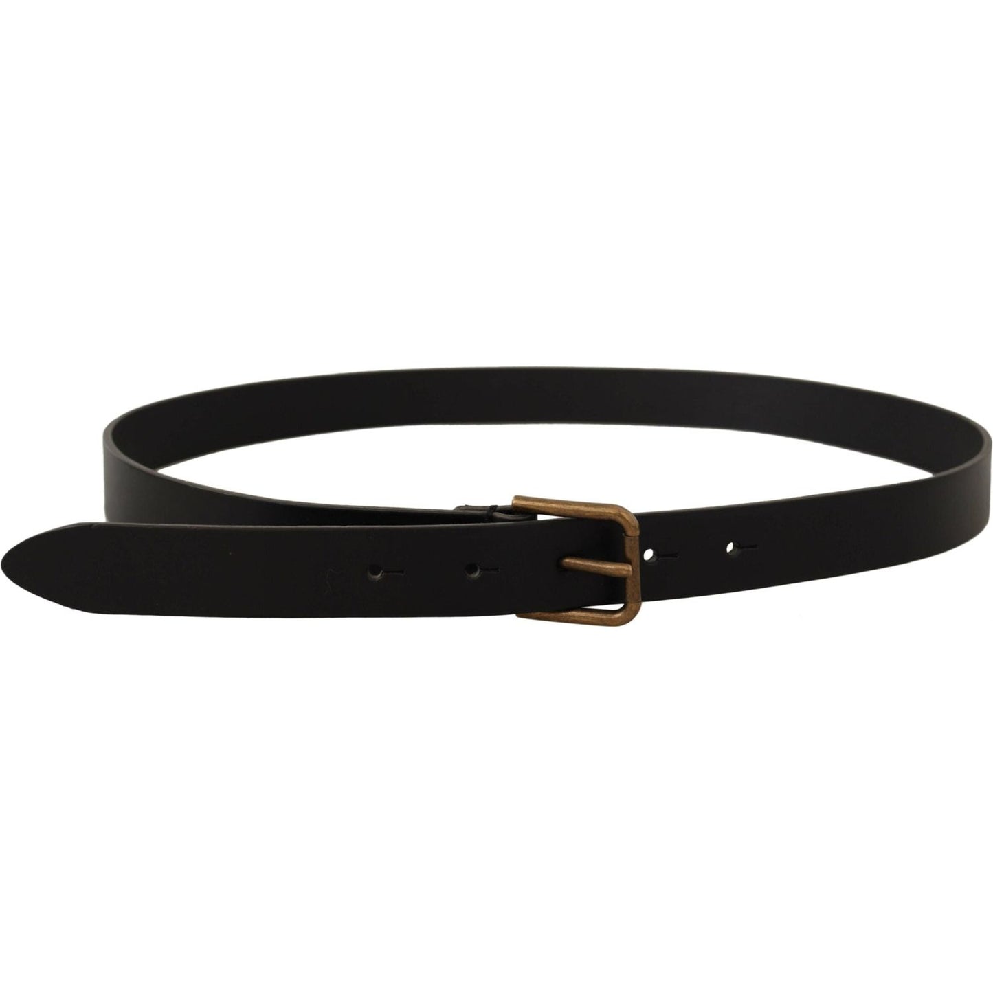 Dolce & Gabbana Black Calf Leather Brass Logo Engraved Buckle Belt Dolce & Gabbana