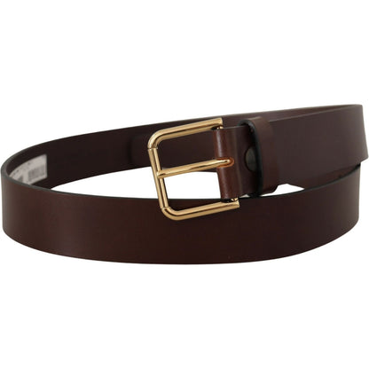 Dolce & Gabbana Brown Plain Calf Leather Gold Tone Buckle Belt Dolce & Gabbana