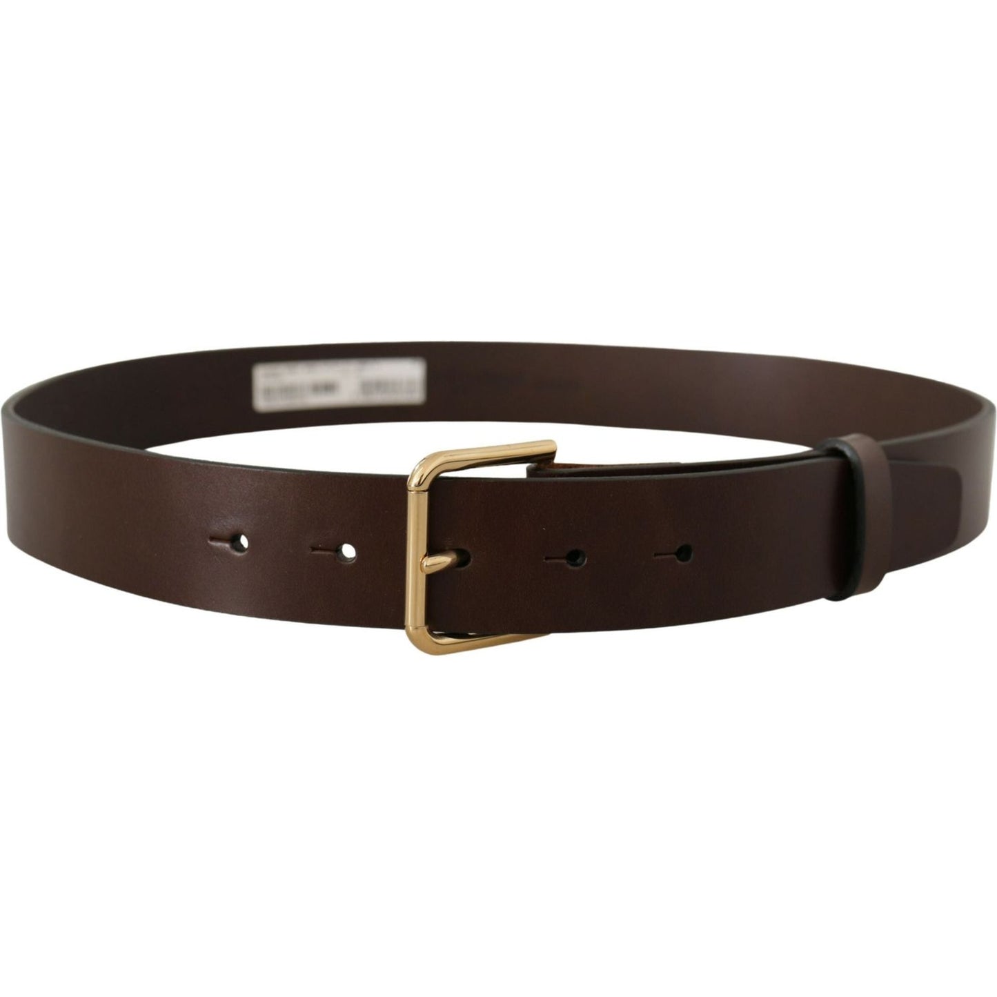 Dolce & Gabbana Brown Plain Calf Leather Gold Tone Buckle Belt Dolce & Gabbana