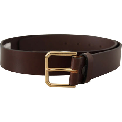Dolce & Gabbana Brown Plain Calf Leather Gold Tone Buckle Belt Dolce & Gabbana