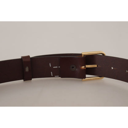 Dolce & Gabbana Brown Plain Calf Leather Gold Tone Buckle Belt Dolce & Gabbana