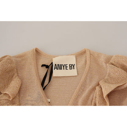 Aniye By Beige Ruffle Long Sleeves Open Front Cardigan Sweater Aniye By