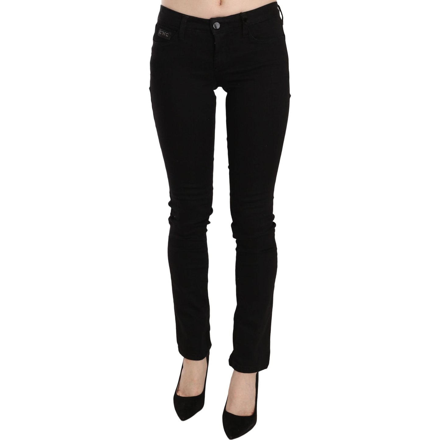 Costume National Black Sequined Mid Waist Slim Fit Denim Jeans Costume National