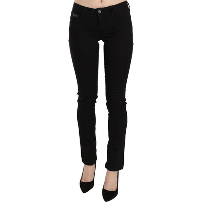 Costume National Black Sequined Mid Waist Slim Fit Denim Jeans Costume National