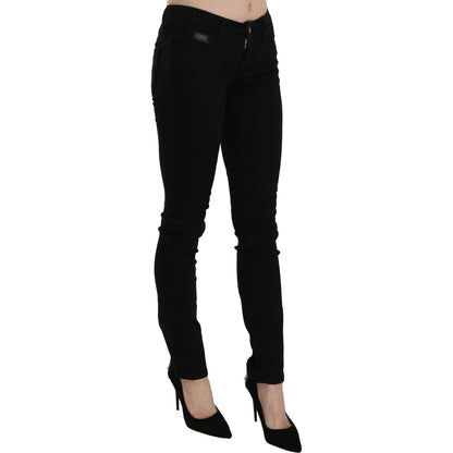 Costume National Black Sequined Mid Waist Slim Fit Denim Jeans Costume National