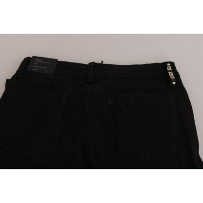 Costume National Black Embellished Mid Waist Skinny Denim Jeans Costume National