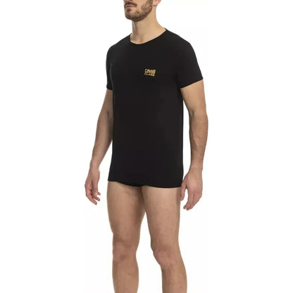 Cavalli Class Black Cotton Men T-Shirt