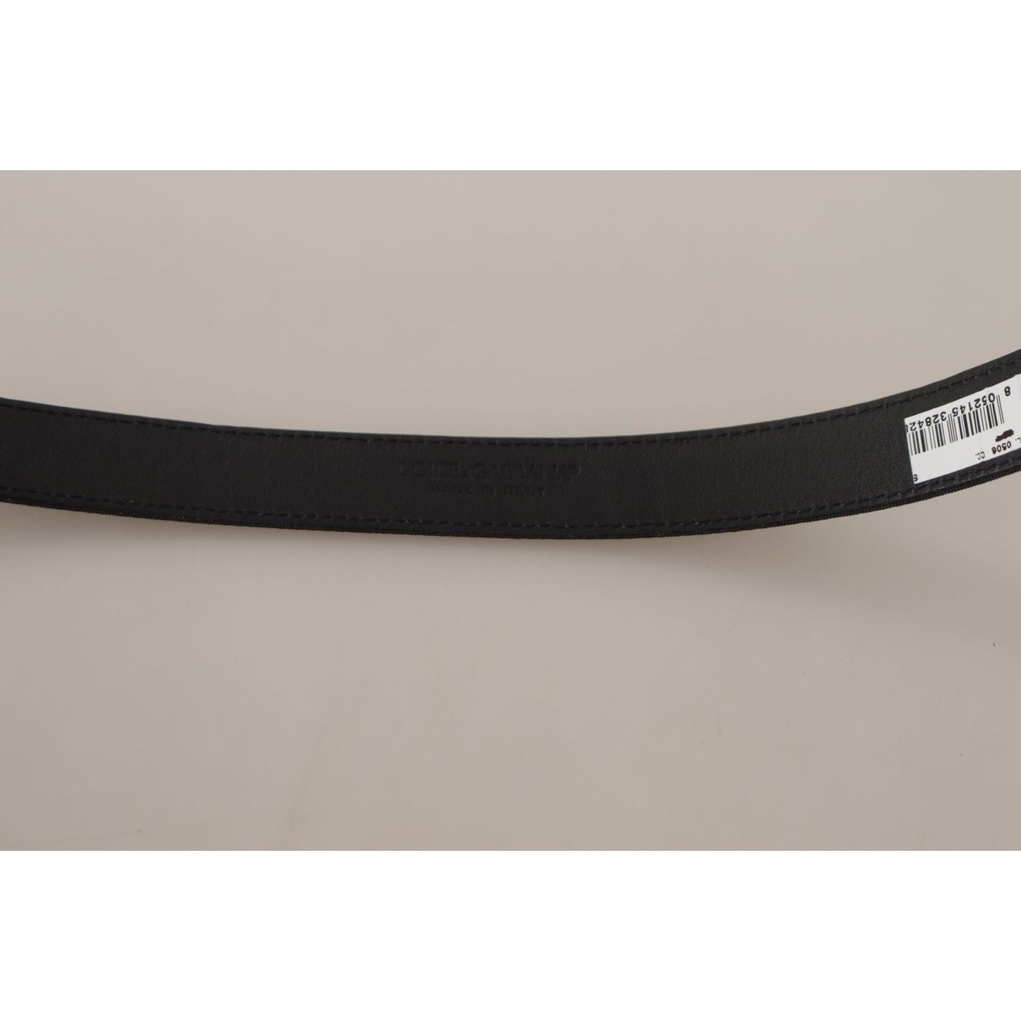 Dolce & Gabbana Black Calf Canvas Silver Tone Logo Metal Belt Dolce & Gabbana