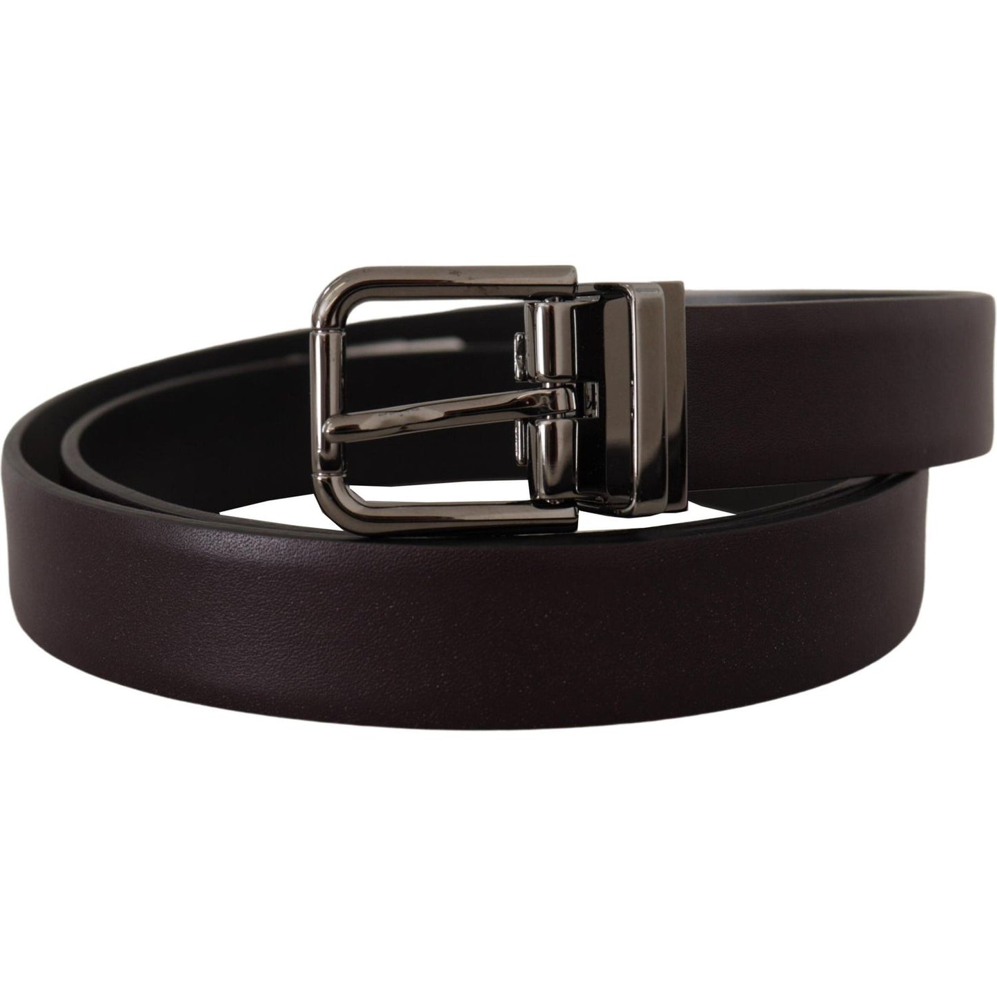 Dolce & Gabbana Dark Purple Leather Box Borchia Metal Buckle Belt Dolce & Gabbana