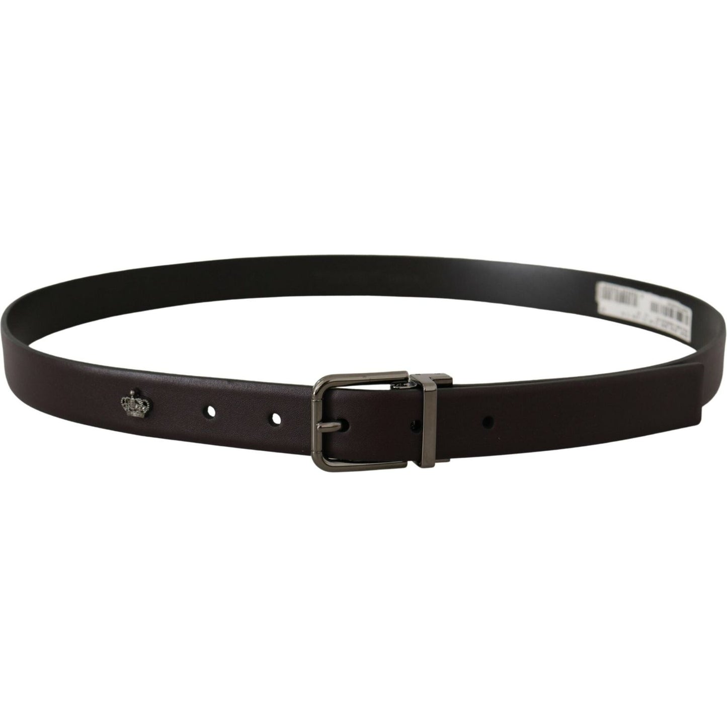 Dolce & Gabbana Dark Purple Leather Box Borchia Metal Buckle Belt Dolce & Gabbana