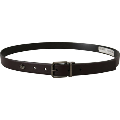Dolce & Gabbana Dark Purple Leather Box Borchia Metal Buckle Belt Dolce & Gabbana