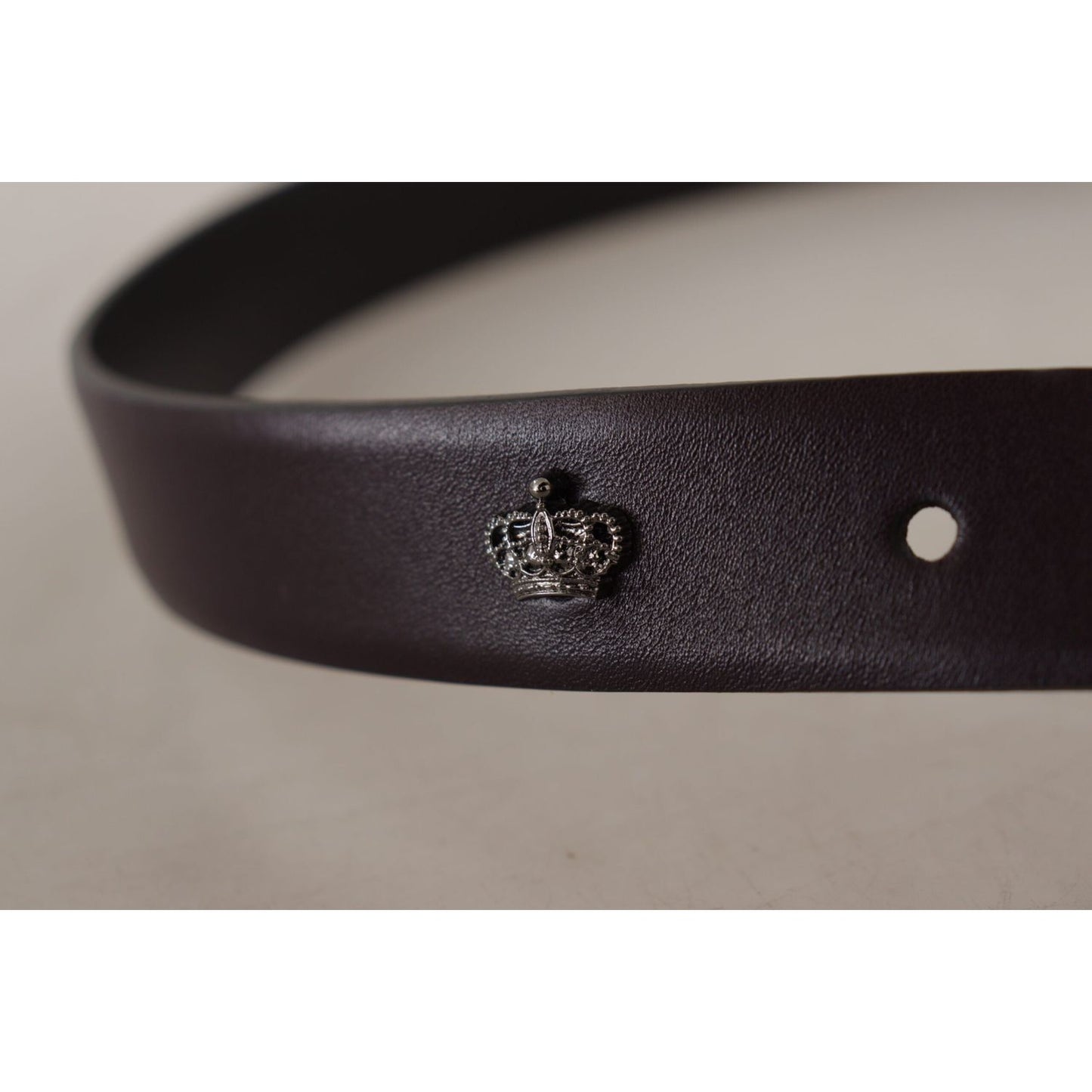 Dolce & Gabbana Dark Purple Leather Box Borchia Metal Buckle Belt Dolce & Gabbana