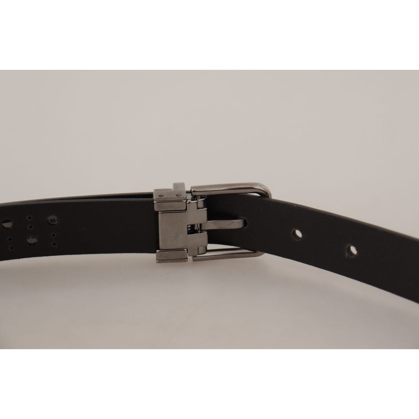 Dolce & Gabbana Dark Purple Perforated Leather Metal Buckle Belt Dolce & Gabbana