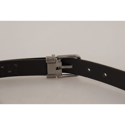 Dolce & Gabbana Dark Purple Perforated Leather Metal Buckle Belt Dolce & Gabbana