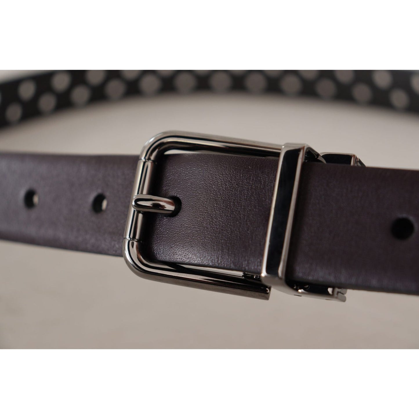 Dolce & Gabbana Dark Purple Perforated Leather Metal Buckle Belt Dolce & Gabbana