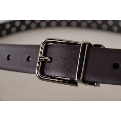 Dolce & Gabbana Dark Purple Perforated Leather Metal Buckle Belt Dolce & Gabbana
