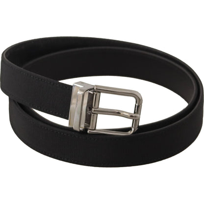 Dolce & Gabbana Black Canvas Leather Silver Metal Buckle Belt Dolce & Gabbana