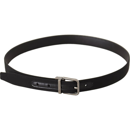 Dolce & Gabbana Black Canvas Leather Silver Metal Buckle Belt Dolce & Gabbana
