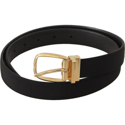 Dolce & Gabbana Black Canvas Leather Gold Metal Buckle Belt Dolce & Gabbana