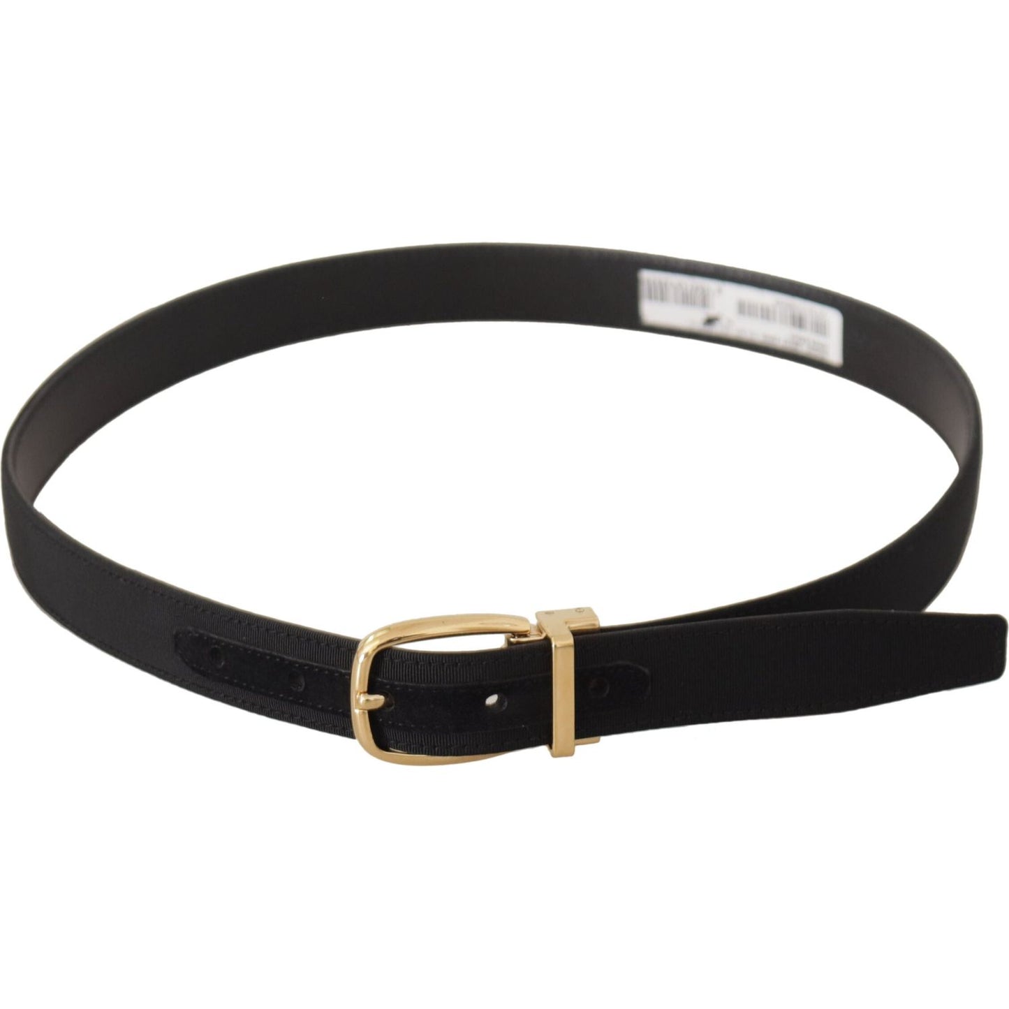 Dolce & Gabbana Black Canvas Leather Gold Metal Buckle Belt Dolce & Gabbana